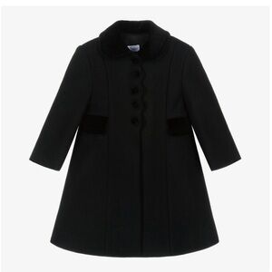 Ancar Black Wool and Velvet Dress Coat